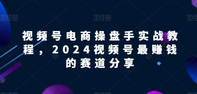 视频号电商实战教程，2024视频号最赚钱的赛道分享-棋牌资源站