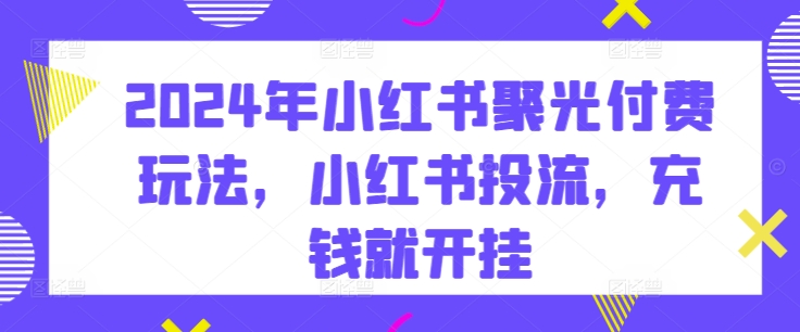 2024年小红书聚光付费玩法，小红书投流，充钱就开挂-棋牌资源站