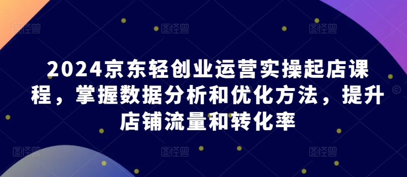 2024京东轻创业运营实操起店课程，掌握数据分析和优化方法，提升店铺流量和转化率-棋牌资源站