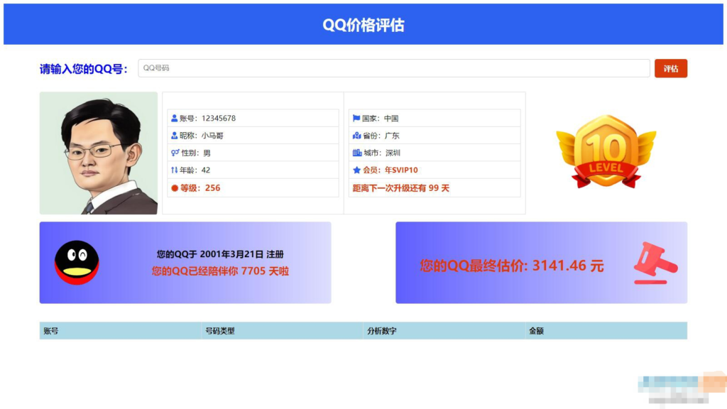 抖音爆火的QQ价格评估前端源码-棋牌资源站