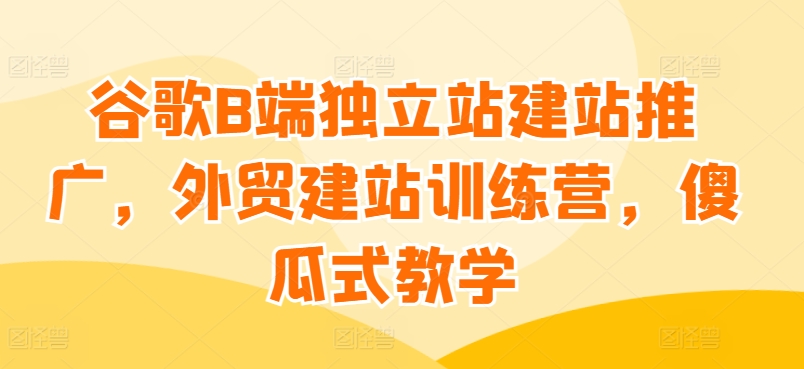 谷歌B端独立站建站推广，外贸建站训练营，傻瓜式教学-棋牌资源站