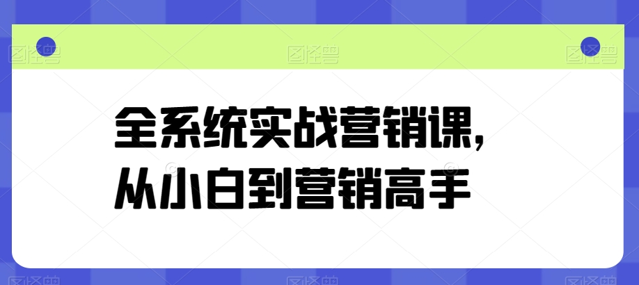 全系统实战营销课，从小白到营销高手-棋牌资源站
