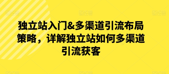 独立站入门&多渠道引流布局策略，详解独立站如何多渠道引流获客-棋牌资源站