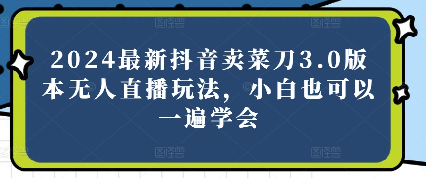 2024最新抖音卖菜刀3.0版本无人直播玩法，小白也可以一遍学会【揭秘】-棋牌资源站