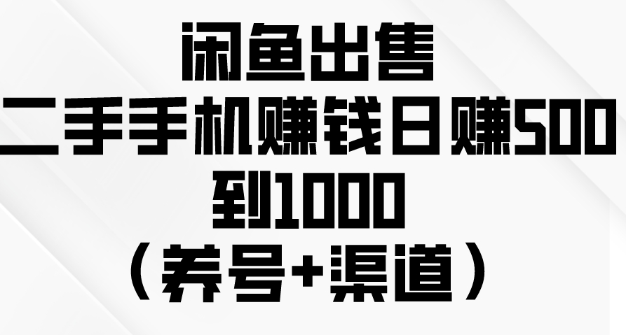 咸鱼出嘼二手手机 对新手非常友好（养号+渠道）-棋牌资源站