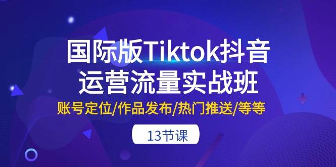 国际版Tiktok抖音运营流量实战班：账号定位/作品发布/热门推送/等等-13节-棋牌资源站