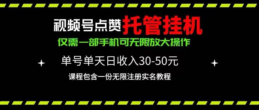 视频号点赞托管挂机，单号单天利润30~50，一部手机无限放大-棋牌资源站