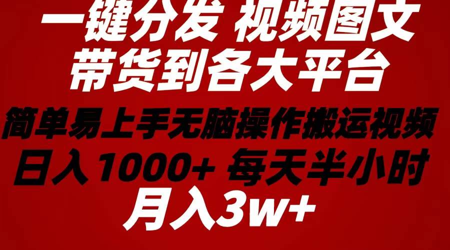 2024年 一键分发带货图文视频简单易上手 无脑赚收益 每天半小时日入1000+上不封顶！-棋牌资源站