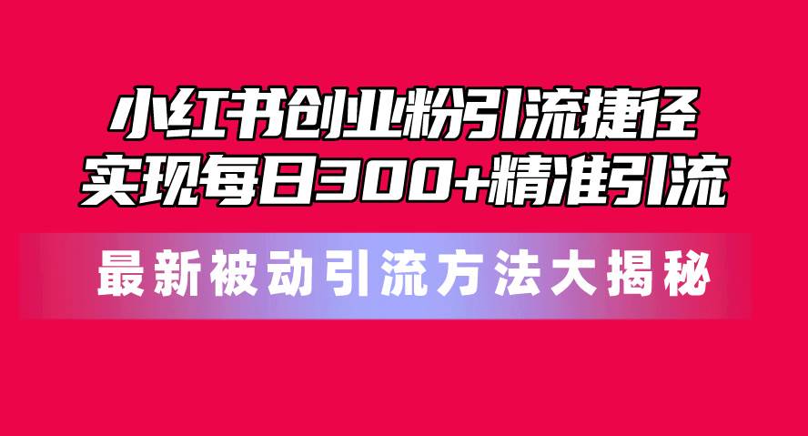 小红书创业粉引流捷径！最新被动引流方法大揭秘，实现每日300+精准引流-棋牌资源站