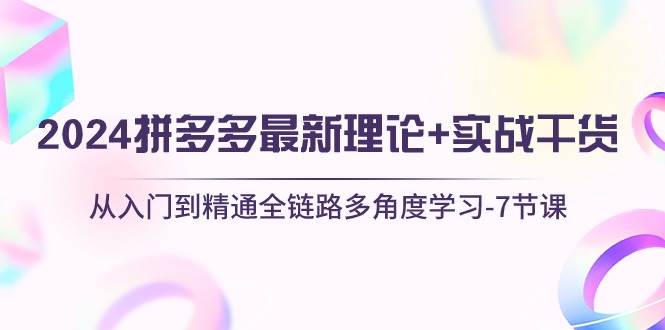 2024拼多多 最新理论+实战干货，从入门到精通全链路多角度学习-7节课-棋牌资源站