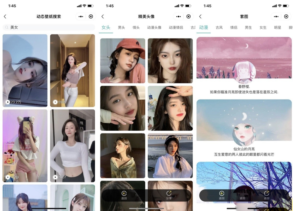 云开发壁纸小程序源码/新版大气UI微信QQ双端壁纸小程序源码插图2