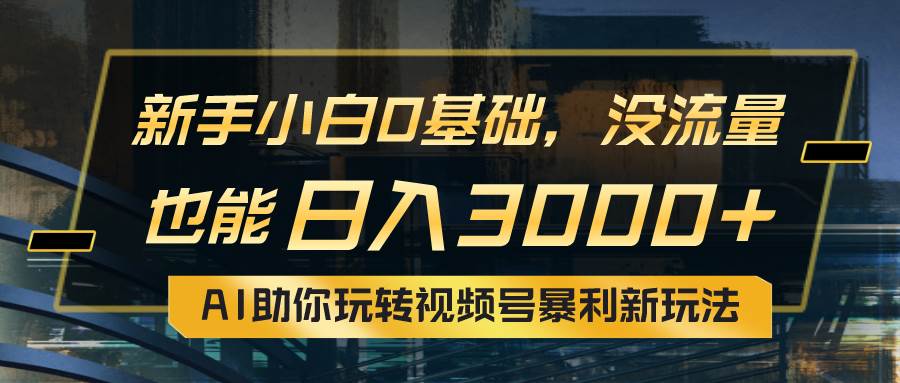 小白0基础，没流量也能日入3000+：AI助你玩转视频号暴利新玩法-棋牌资源站