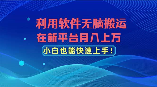 利用软件无脑搬运，在新平台月入上万，小白也能快速上手-棋牌资源站