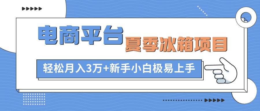 电商平台夏季冰箱项目，轻松月入3万+，新手小白极易上手-棋牌资源站