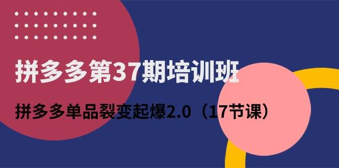 拼多多第37期培训班：拼多多单品裂变起爆2.0（17节课）-棋牌资源站