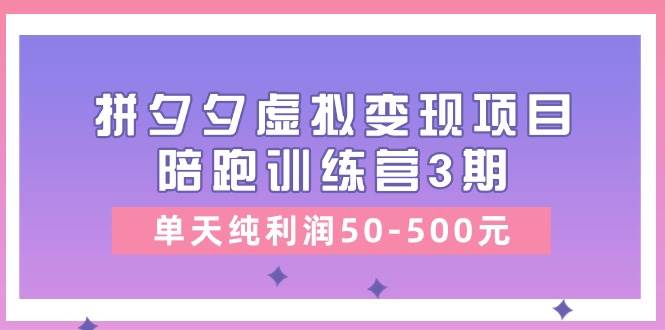 某收费培训《拼夕夕虚拟变现项目陪跑训练营3期》单天纯利润50-500元-棋牌资源站