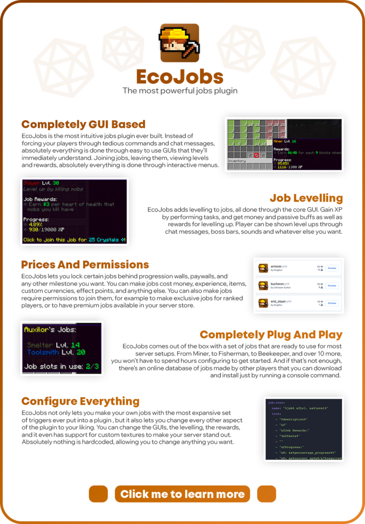 EcoJobs ⭕强大的就业系统 ✅ 创建自定义作业 ✨ 练级,效果 3.62.1插图1 EcoJobs ⭕强大的就业系统 ✅ 创建自定义作业 ✨ 练级,效果 3.62.1插图1