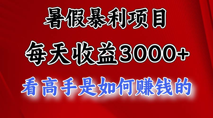 暑假暴利项目，每天收益3000+ 努努力能达到5000+，暑假大流量来了-棋牌资源站