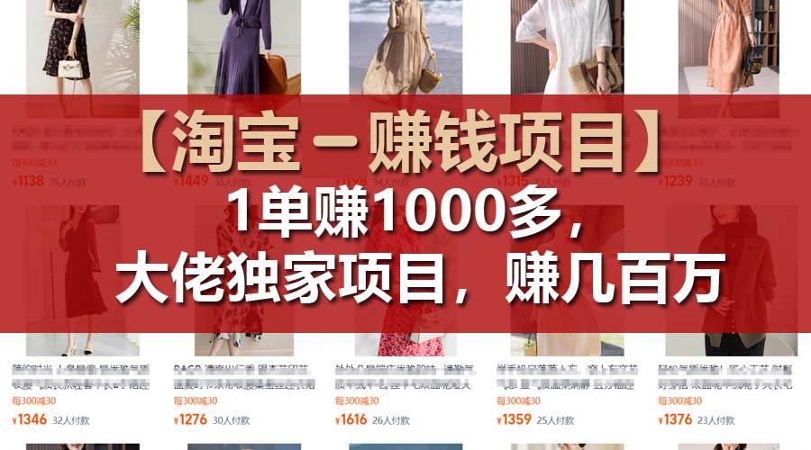 【淘宝赚钱项目】1单可赚1000多，大佬独家项目，年赚几百万-棋牌资源站
