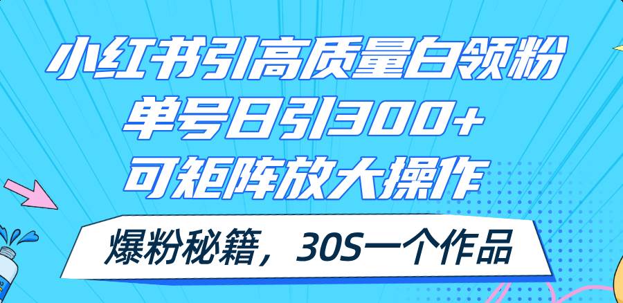 小红书引高质量白领粉，单号日引300+，可放大操作，爆粉秘籍！30s一个作品-棋牌资源站