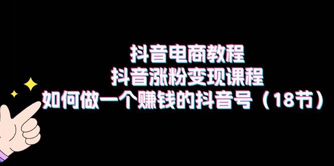 抖音电商教程：抖音涨粉变现课程：如何做一个赚钱的抖音号（18节）-棋牌资源站