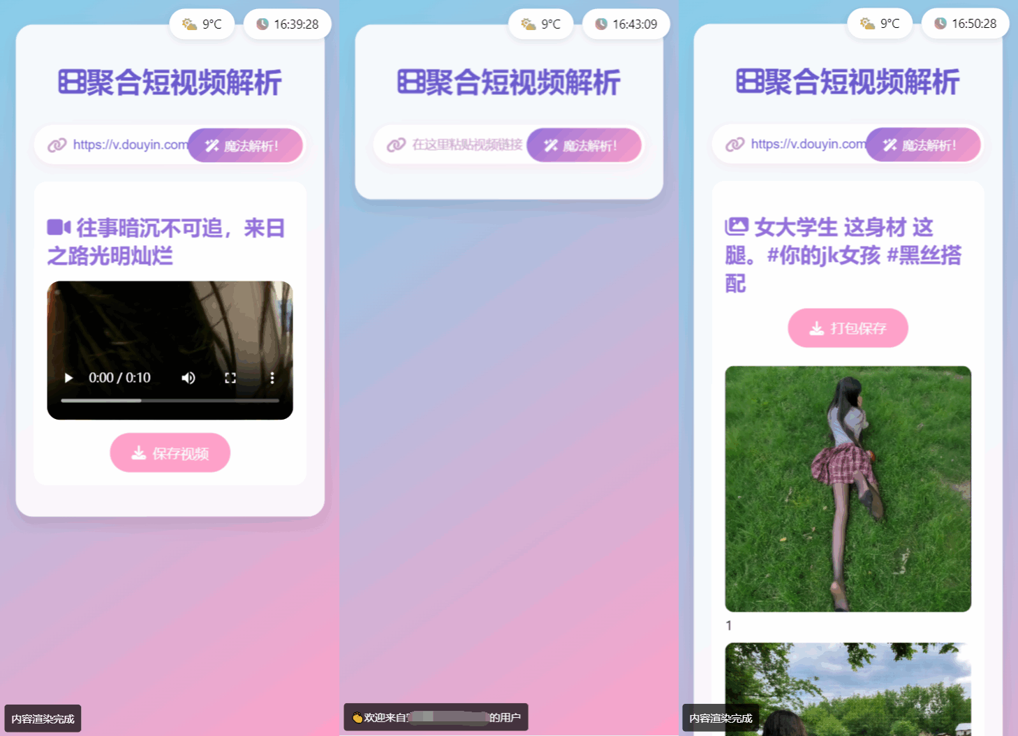 全新二次元聚合短视频解析去水印系统/双端自适应-棋牌资源站